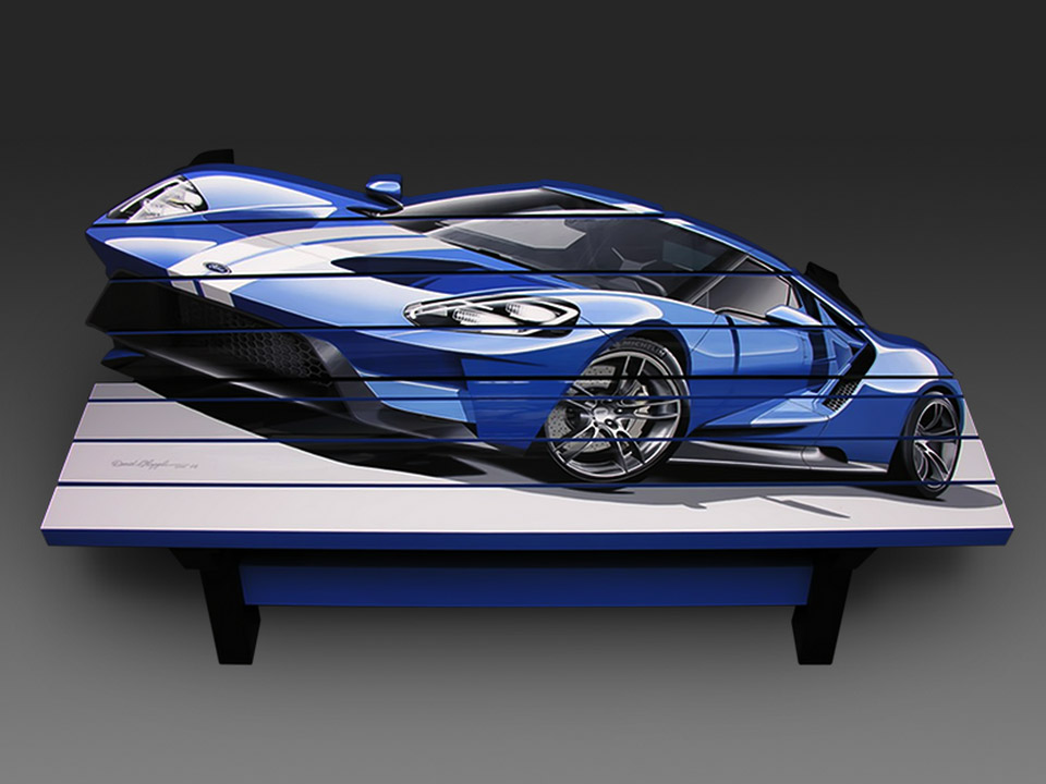 Blue Ford GT Bench