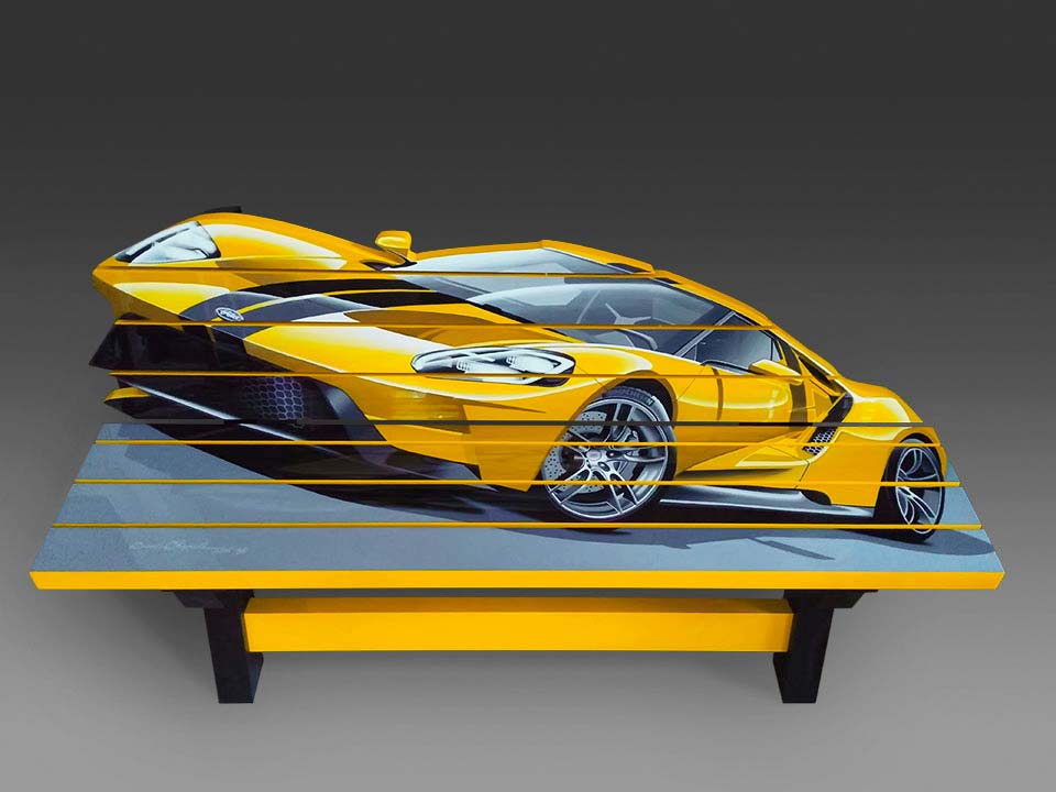 Yellow Ford GT Bench